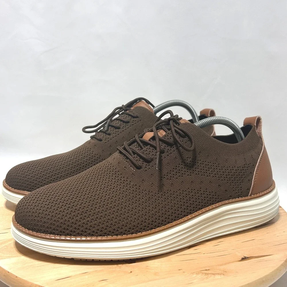 VILOCY Men's Brown Casual Business Mesh Breathable Oxford Sneakers -11W 44 EUR W